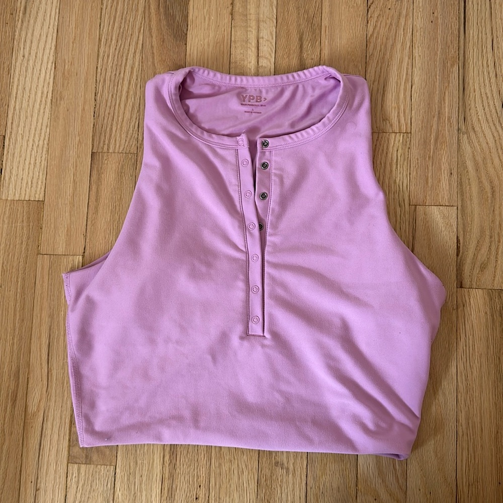 YPB SculptLUX Plunge Henley Sports Bra Tank Top